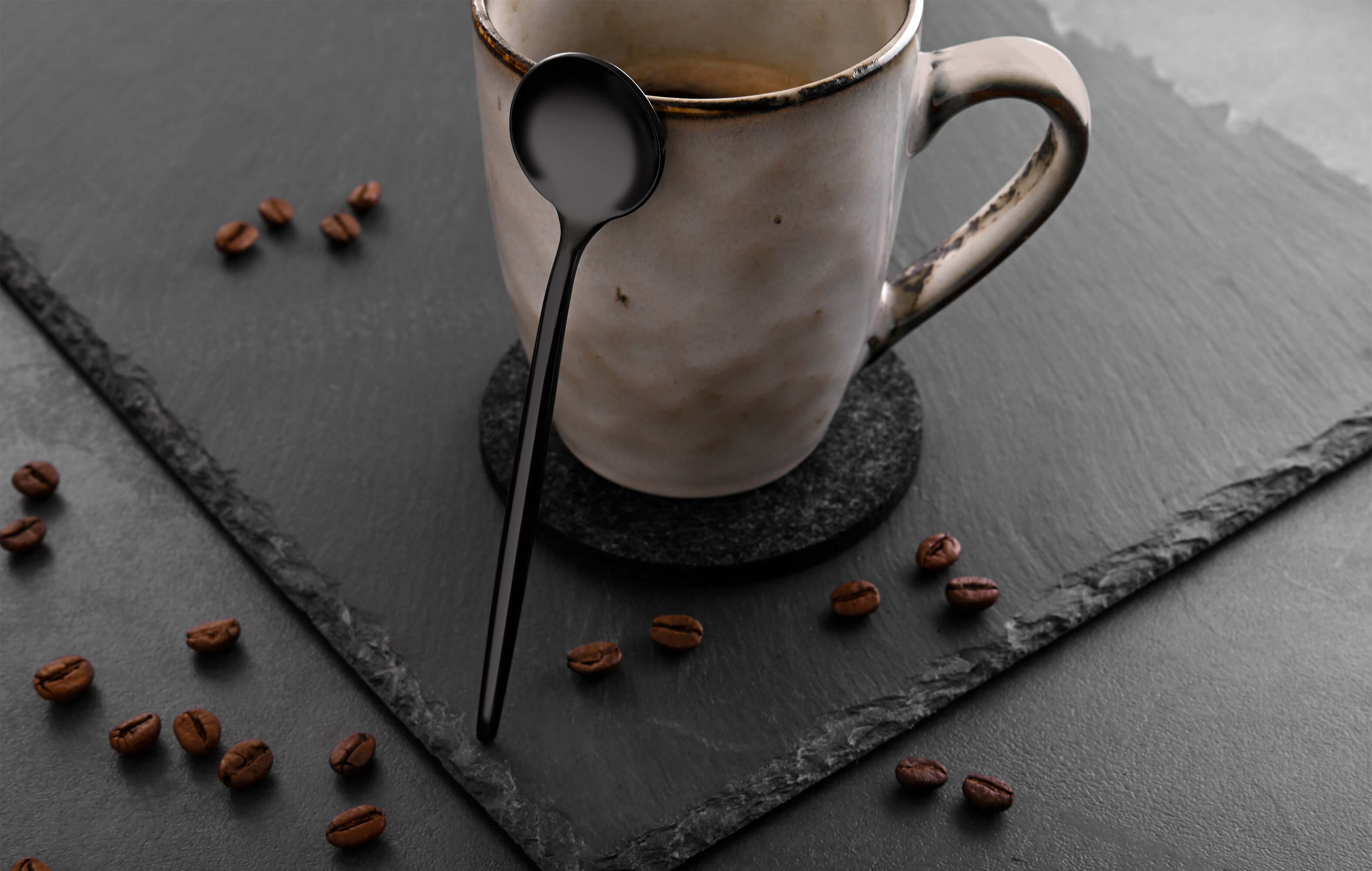 Kaffeelöffel Provence, 6-teilig, schwarz, Edelstahl 