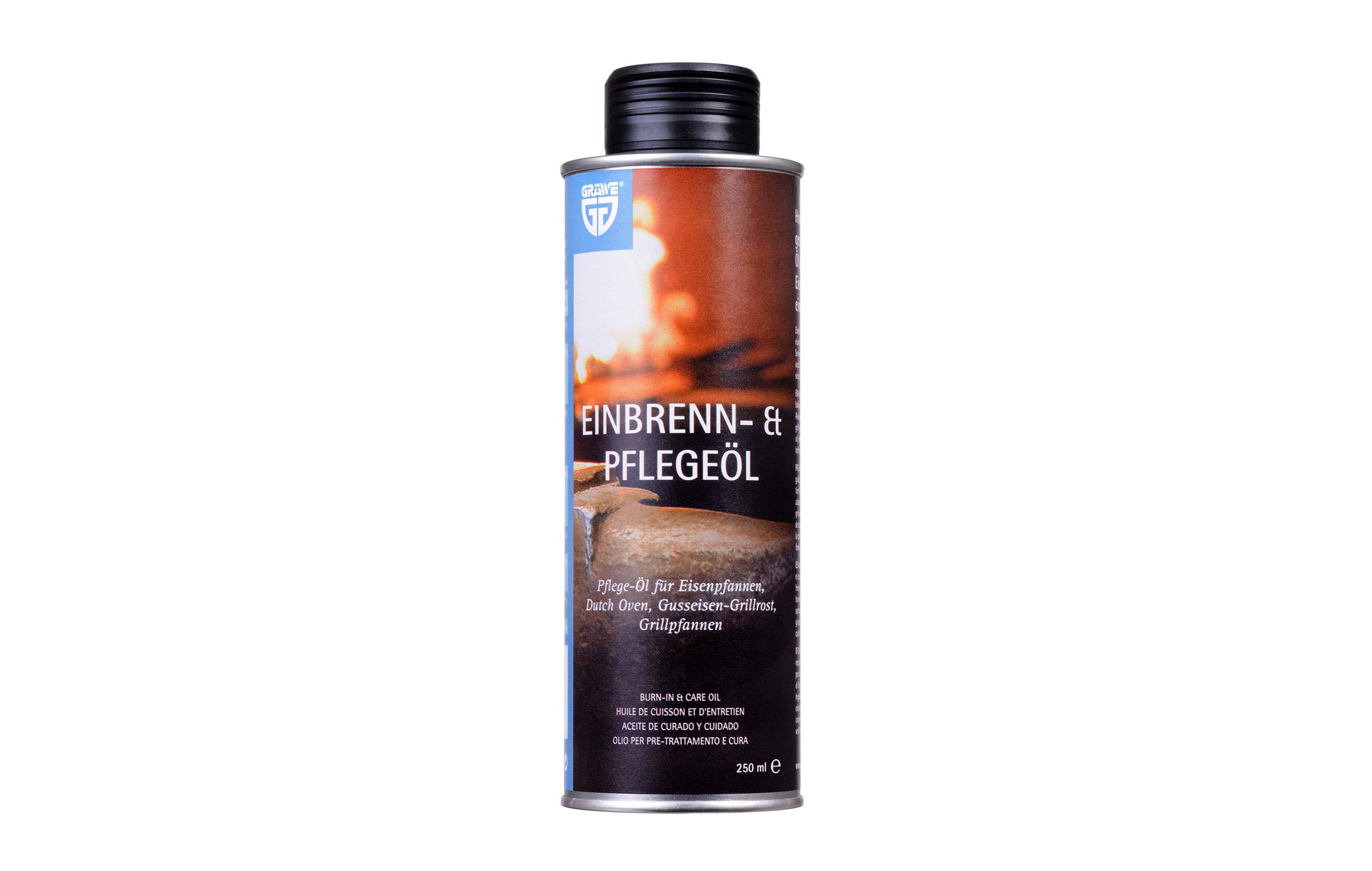 Einbrenn- & Pflegeöl, 250 ml für unbeschichtete Eisenpfannen und Grillrost