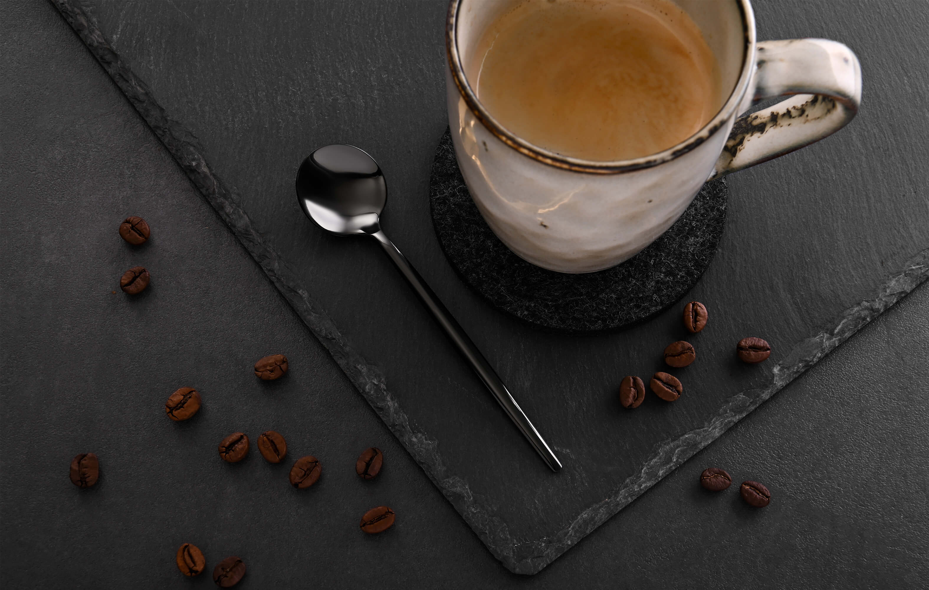 Kaffeelöffel Provence, 6-teilig, schwarz, Edelstahl 