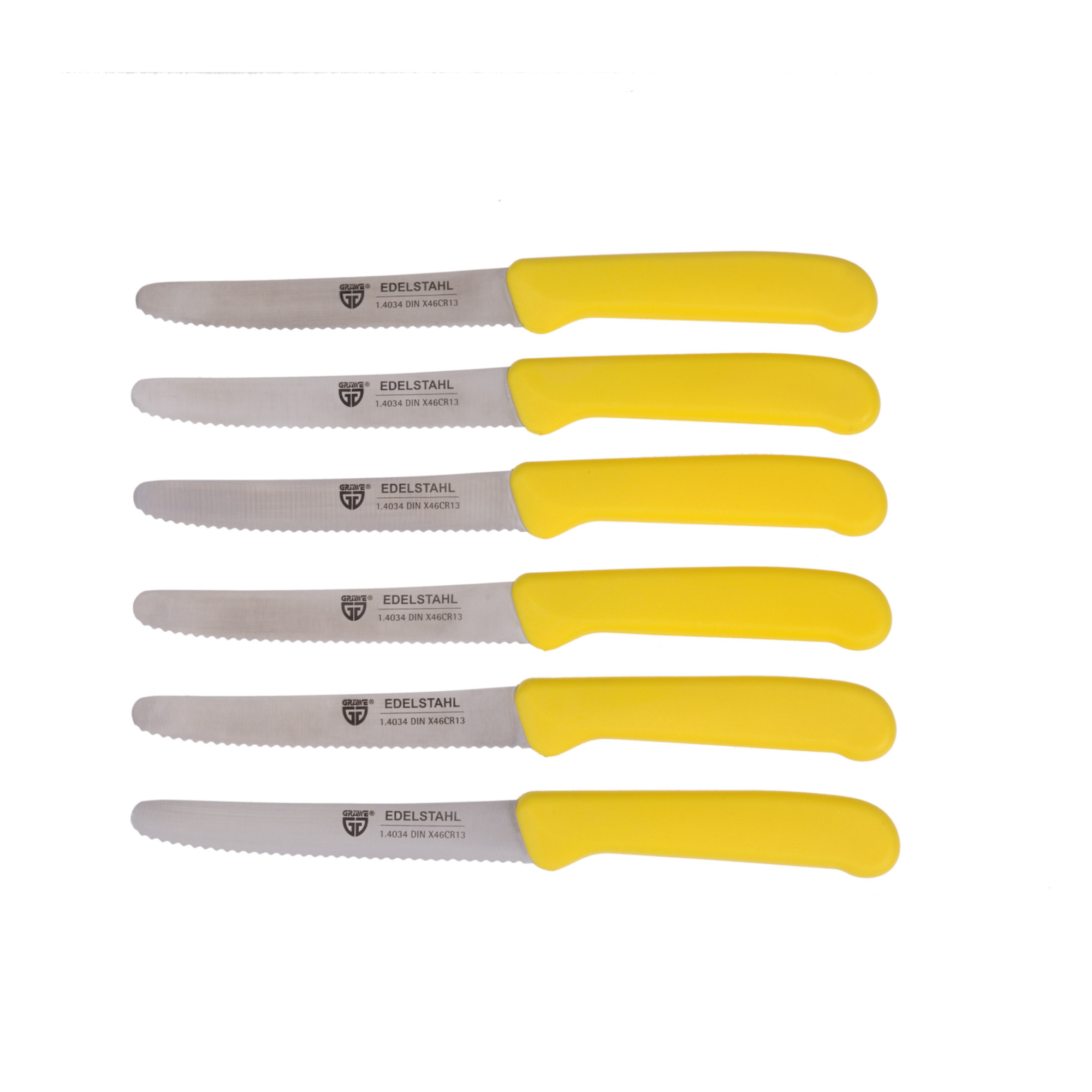 Magnet-Messerhalter Bambus klein mit Brötchenmessern gelb