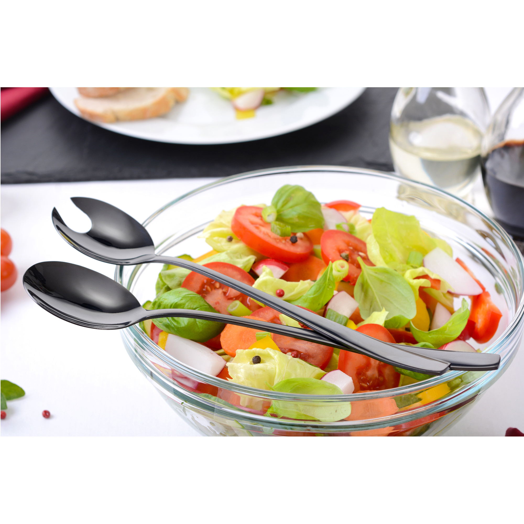 Salatbesteck 2-tlg, Edelstahl, schwarz