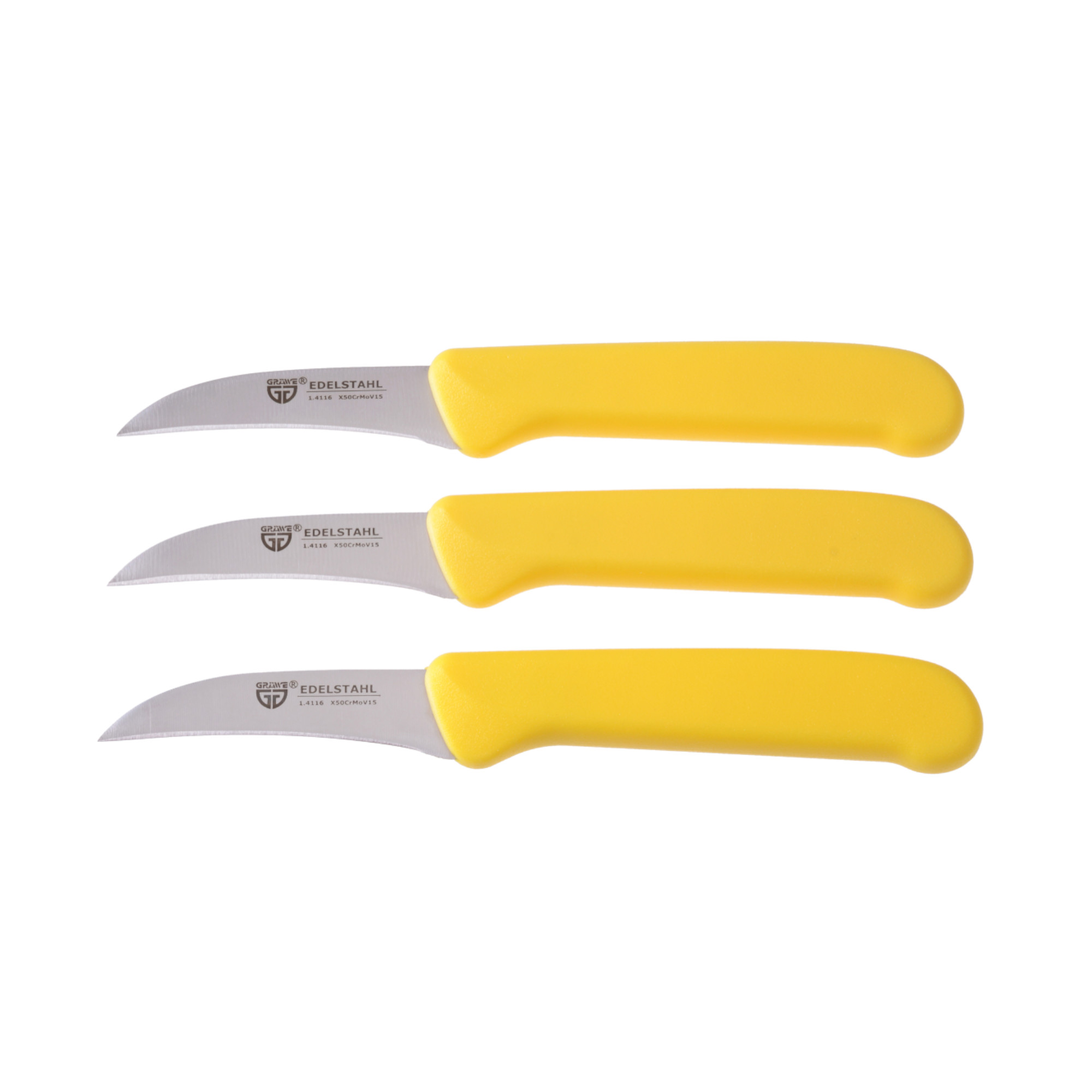 Küchenmesser 3 Stück, Edelstahl gelb